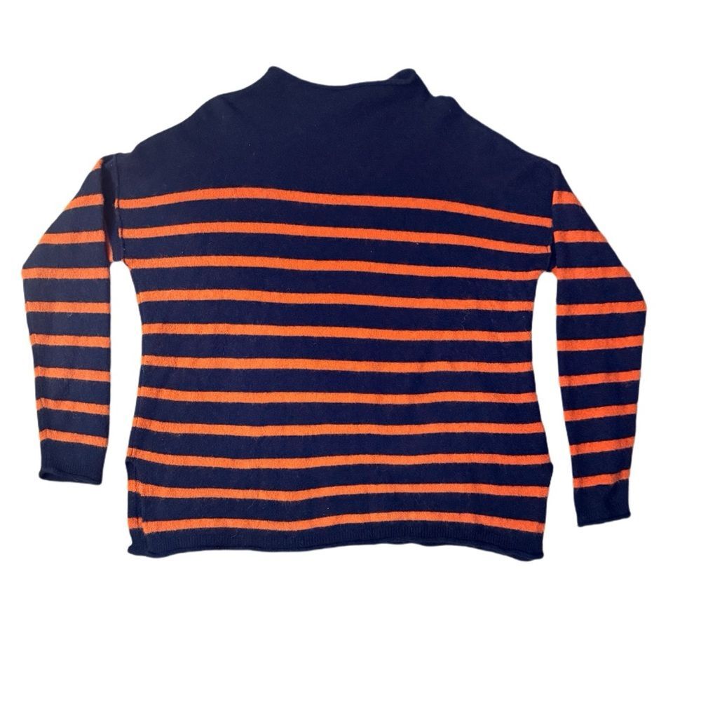 Madewell Navy and Orange Striped Sweater